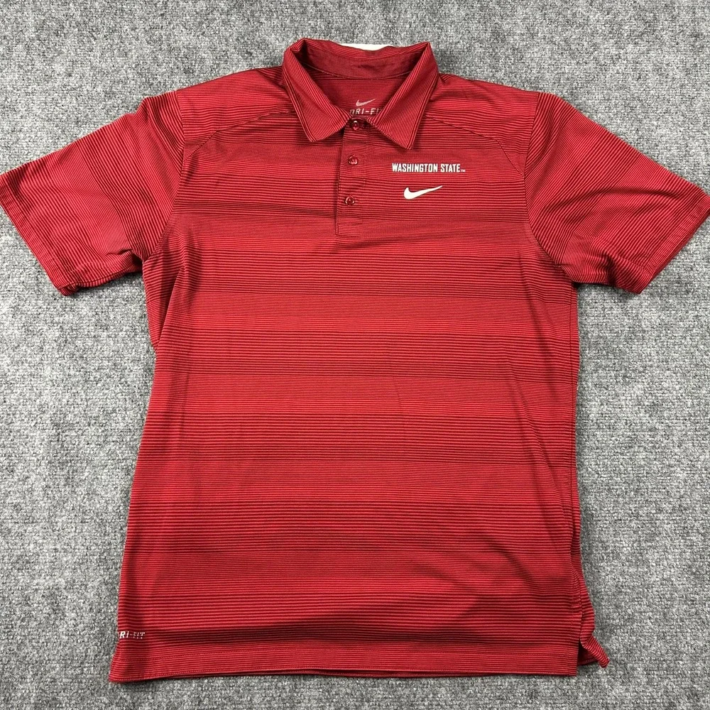 Washington State Cougars Shirt Mens Medium Red NCAA Football Nike‎ Dri Fit Polo
